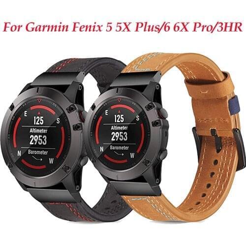 26mm Sport Leather Watchband strap for Garmin Fenix6 6X Pro/5XPlus 3 HR/Fenix 5 Plus EasyFit Quick Release wirstband Accessories