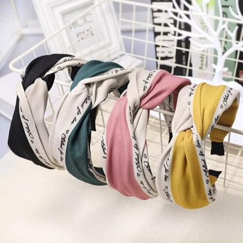 36pcs/lot DIY Simple Multi Fabrics Letters Assorted Colors Head Bands Tie Knot HeadBands Hair Styling Tools Accessory HA1369