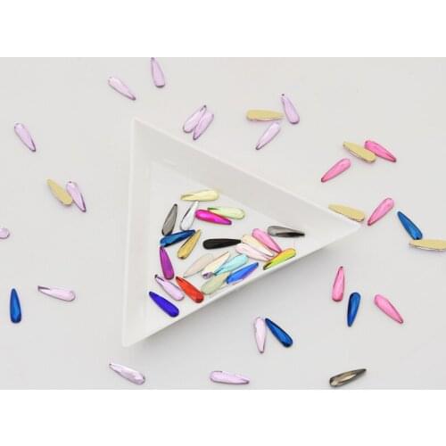 50pcs Nail Crystals Stones Gold Flat Back Teardrop Rhinestone Gems For Nail Art Decoration Nail Rhinestones Manicure Accessory