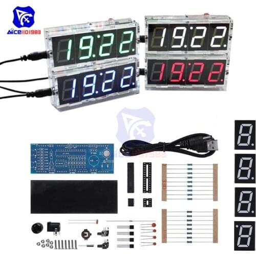 Diymore 51 Single-chip Digital Clock LED Display Kit Light Control Date/Time/Temperature Alarm Buzzer Electric Learning Kit