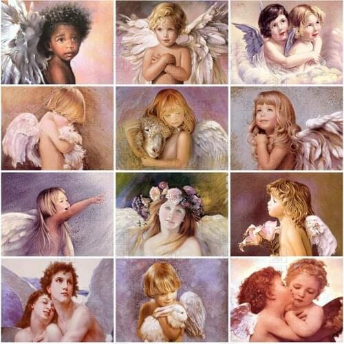 5D Diamond Painting Angel Cross Stitch Full Square Round Diamond Embroidery Girl Portrait Rhinestone Mosaic Home Wall Decor Gift