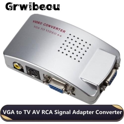 Grwibeou VGA to TV AV RCA Signal Adapter Converter Video Switch Box Composite Supports NTSC PAL for Computer PC Converter Box