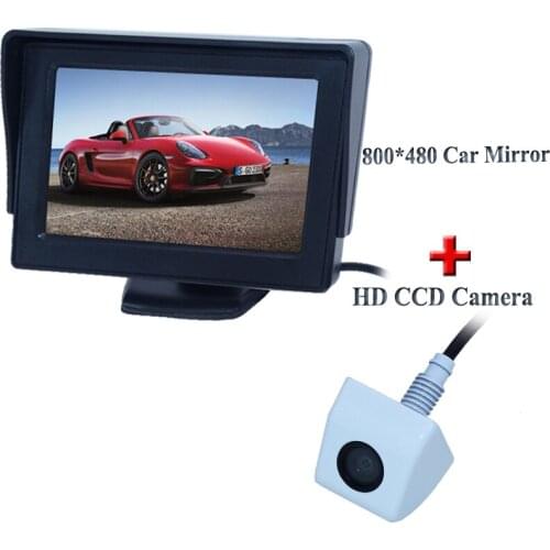 Stainless steel white shell material car backup camera with plastic shell material car display monitor In-Dash for different car