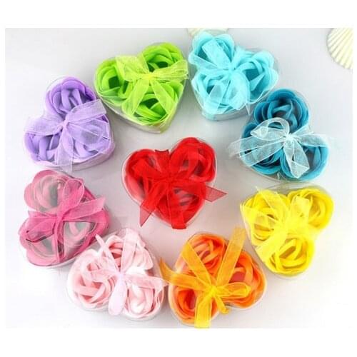 Free shipping multicolor Rose Flower Heart-Shaped Handmade Scented Soap for Wedding Gift Decorative For Romantic Bath And Gift