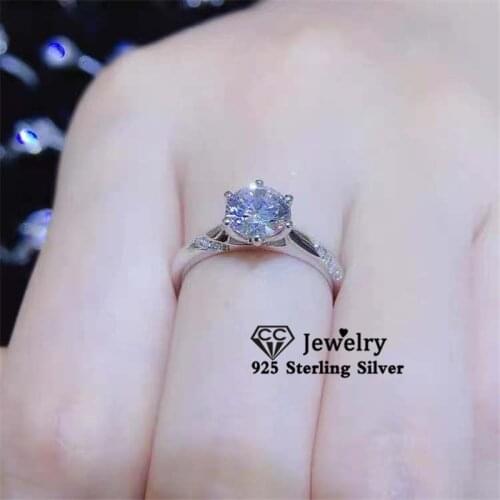 CC Rings for women925 Silver Cubic Zirconia Fashion Ring 1ct 6 Prongs Suggested Engagement Wedding Ring Fine Jewelry CC1575