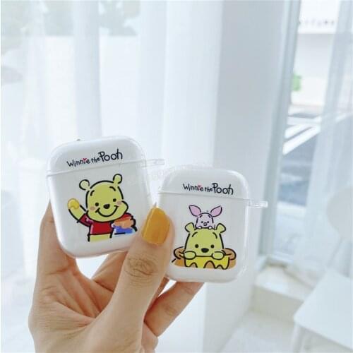 Winnie The Pooh Earphone Sleeve for Apple AirPods Wireless Bluetooth Transparent TPU Silicone Shell 2/3 Generation Accessories