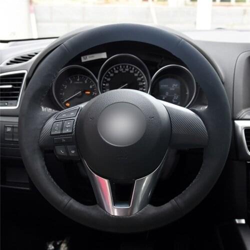 DIY Black Suede Leather Car Steering Wheel Cover for Mazda 3 Axela Mazda 6 Atenza Mazda 2 CX-3 CX-5 Scion iA 2016 Yaris iA Parts