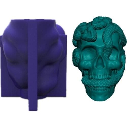 DIY 3D Snake Skull Decorations Epoxy Resin Mold Ornaments Casting Silicone Mould