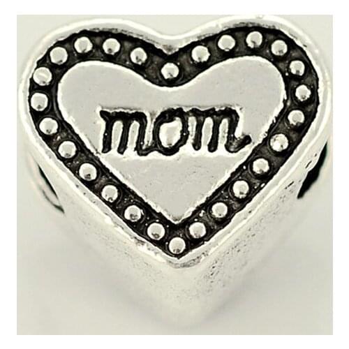 DIY European Charms Mom Leveheart Beads Fit Original Bracelets & Bangles Jewelry Findings Birthday Gift Whsle Price 5Pcs/Lot