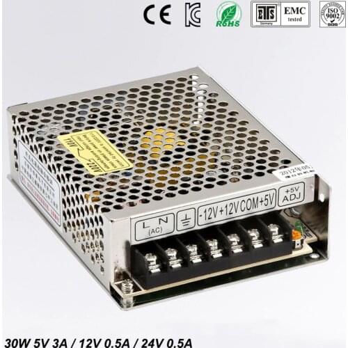 30W Triple output switching power supply 5V 12V 24V 3A 0.5A 0.5A power suply T-30D High quality ac dc converter