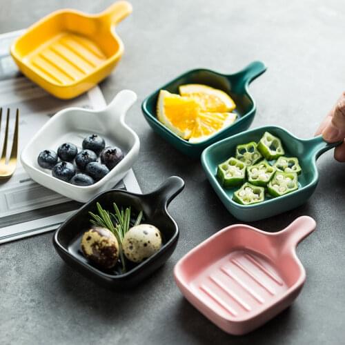 Ceramic Small Sauce Boat Dishes Japanese Sushi Wasabi Soy Sauce Snack Dish With Handle Mini Plate Porcelain Kitchen Tableware