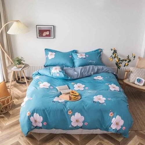 4pcs Solstice Home Textilepolyester Fiber Cute Duvet Cover Pillow Case Bed Sheet Lover Adult Bedding Linens Set King Queen New