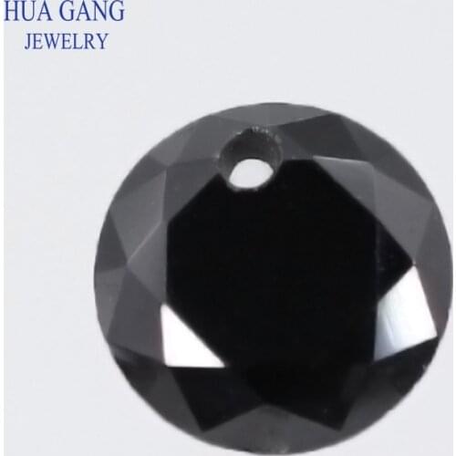 Single Hole AAAAA Round Brilliant Black Cubic Zirconia Stone For Jewelry Making 3-16mm High Quality