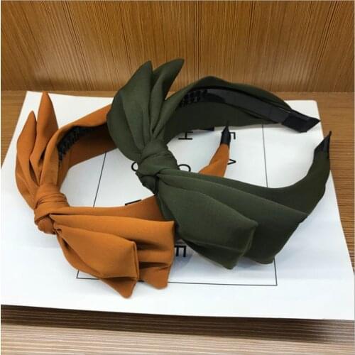 Fashion Hair Accessories Womens Solid Color Middle Big Bow Headbands Sweet Wild Headband With Tooth Pressure Hair Band Headwear