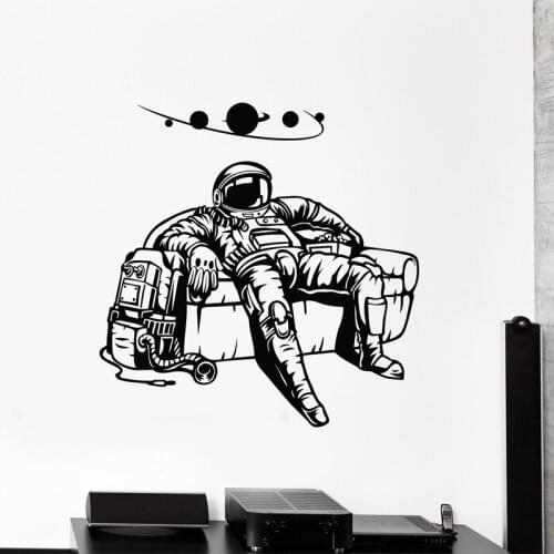 Spaceman Wall Stickers Astronaut Decal Space Costume Planets Sticker Living Room Decor Boys Kids Bedroom Decoration Sofa