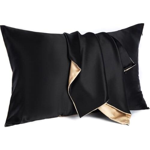 MANSPHIL Mulberry silk pillowcase, with hidden zipper, suitable for hair and skin, standard/medium double two-color double-sided