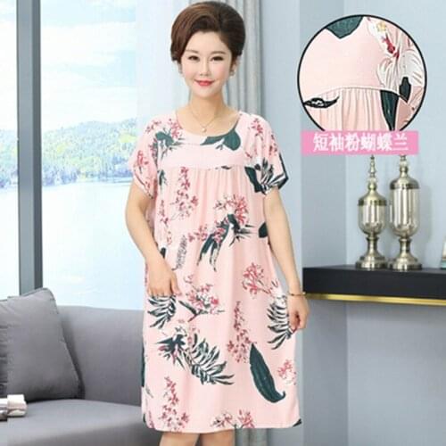Mom Nightdress Big Size Loose Homewear Print Soft Sleepwear Fashion Hot New Short Sleeve Sleepdress KPaCotAkoWka