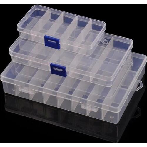 New Adjustable Plastic 10 -24 Compartment Storage Box Earring Jewelry Bin Case Container