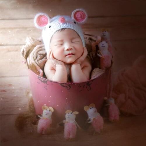 Newborn Baby Hand knit Mohair Bonnet Newborn Lovely Animal Hat Newborn Bonnet Photography Props