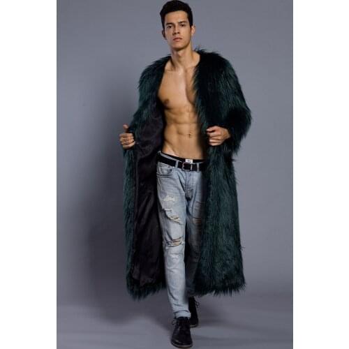 Parka Men Full Length Fur Winter Trench Coat Outwear X-long Warm Long Sleeve