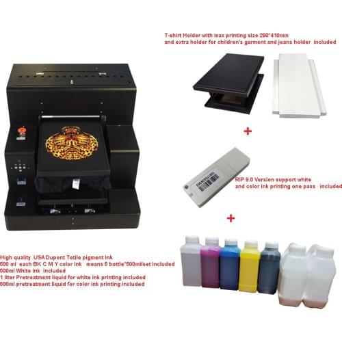 Full automatic DTG t-shirt printer A3 size any color garment printer machine for jeans sweater shoes printing