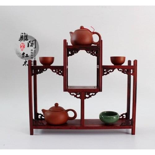 Redwood crafts mahogany frame Dubbo Treasure House Shelf Mahogany wood frame factory outlets teapots multilayer