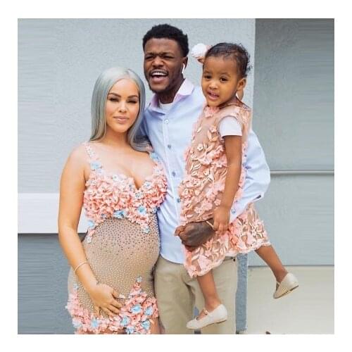 Luxury Beaded Tulle Pregnancy Gowns Mermaid Shape With Straps Handmade Flower Appliques Plus Size Maternity Dresses