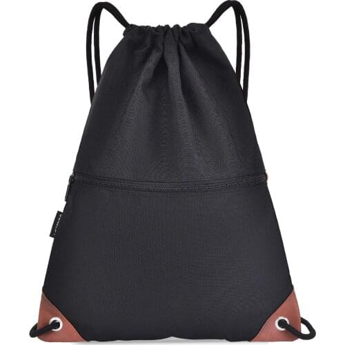 Gym Sack Drawstring Backpack Water-resistant Drawstring Bucket Bag with Zipper Pockets Light Sack for Adults and Teenagers Kids