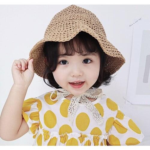 Straw Hat Baby 1-3 Years Child Summer Hat Adjustable Lace Sun Hat Chapeau Enfant ete Детская соломенная шляпа