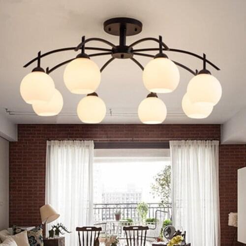 Led Modern Ceiling Chandeliers For Living Room Bedroom Kitchen Decor Home Lighting Iron White Glass Lampshade Lustre 110-220V