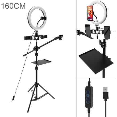10 Inch 26cm LED Selfie Ring Light With Tripod RingLight with Mobile Phone Clips & Microphone Stand for Makeup Video Live Photo