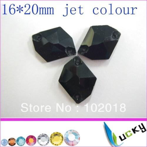 Highest quality sew-on crystal beads number 3070# Jet colour Cosmic shape 16*20mm for garment