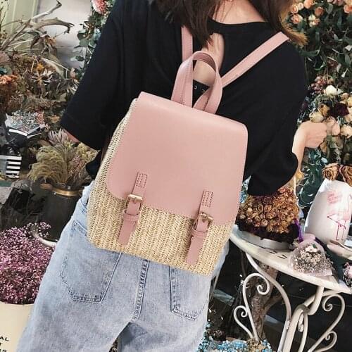 Women bag small backpack purse designer PU Fashion Korean Weave Mori girl aesthetic