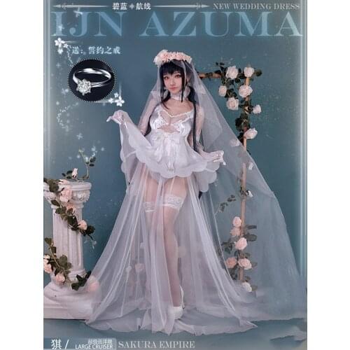 Anime Azur Lane IJN Azuma Sakura Empire Elegant Wedding Dress Party Unifrom Cosplay Costume Women Halloween Free Shipping 2021
