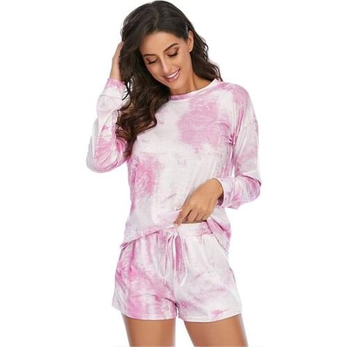 Casual Tie Dye Two Piece Set Women Tracksuit Fashion Top Shorts Matching Sets Outfits Sportswear T-shirt shorts womens set