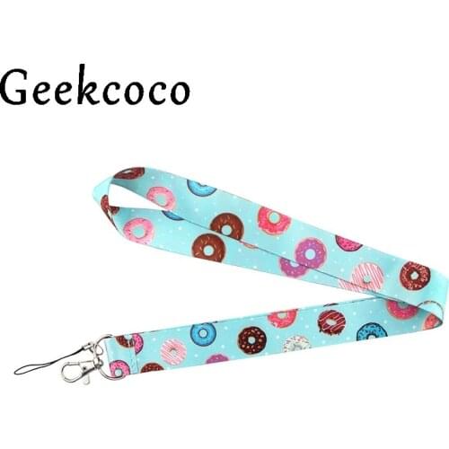 10pcs/lot Dessert style Donut Multi-function Mobile Phone Straps Neck Lanyards for keys ID Lanyard Badges Straps webbing J0623
