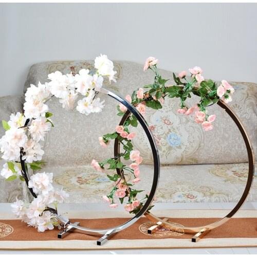 10 PCS Round Ring Arch Wedding Table Centerpieces Metal Props Artificial Shelf Road Lead Floral Stand Backdrop Decoration