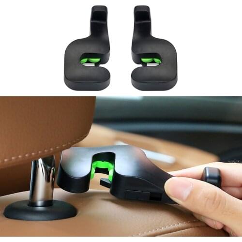 2PCS Car Headrest Hook Seat Back Hanger for Bag Handbag Purse Grocery Cloth Portable Multifunction Clips Car Styling
