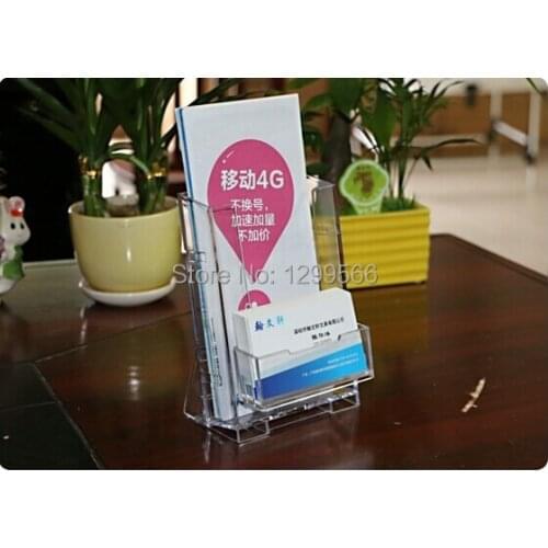 A6 attached with name card box acrylic publicity materials reveal frame holder/ catalog/advertising/ file/poster display stand