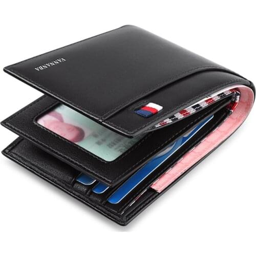 Wallet Card Holder Men Genuine Leather Purse Luxury Business Card Holders 2021 Slim Wallets Casual Driver License Purses V181342