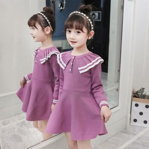 2021 Autumn Knitted Girl Dress Christmas Party Long Sleeve Children Clothing Teenager Kids Dresses For Girls Children Vestido