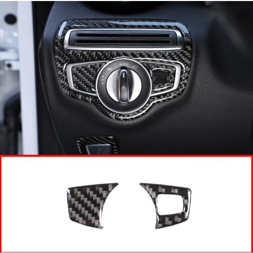For Mercedes Benz C Class W205 2016-2019 Grain Head light Headlight Switch Button Cover 3D internal Sticker Accessories