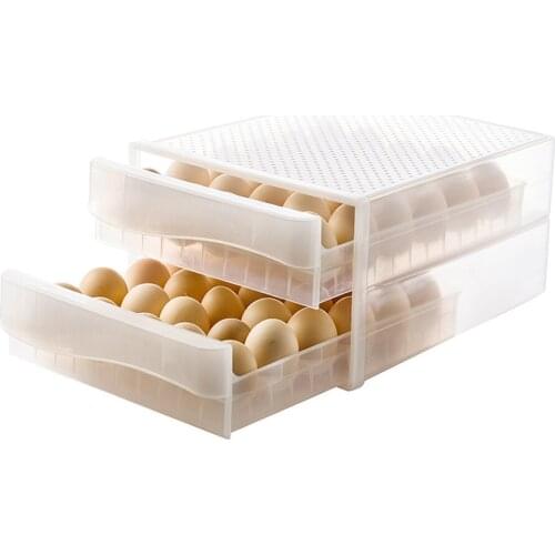 Double-layer Egg Storage Box 60 Grid Transparent Egg Container Refrigerator Egg Box kitchen storage supplies