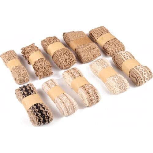 2m Natural Jute Burlap Hessian Jute Ribbon Twine Flower Pattern Wedding Party Supplies Burlap Ribbon DIY Burlap Rope Craft