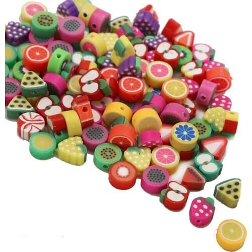 25pcs/lot 6-12mm Fruit Beads Polymer Clay Beads Mixed Color Polymer Clay Spacer Beads For Jewelry Making DIY Bracelet necklace