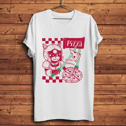 Samurai Pizza Cats funny anime tshirt Men summer new White Casual short sleeve T Shirt Unisex streetwear tee