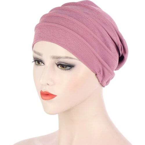 New Turban headwear for women Ruffle Solid Colors Headwraps Caps Chemo Beanies Hats for Caner