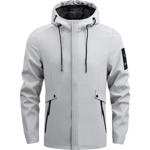 Jacket Men Zipper 2021 Autumn Winter New Casual Solid Hooded Coat Fashion Male Outwear Slim Fit Pockets Tops High Quality