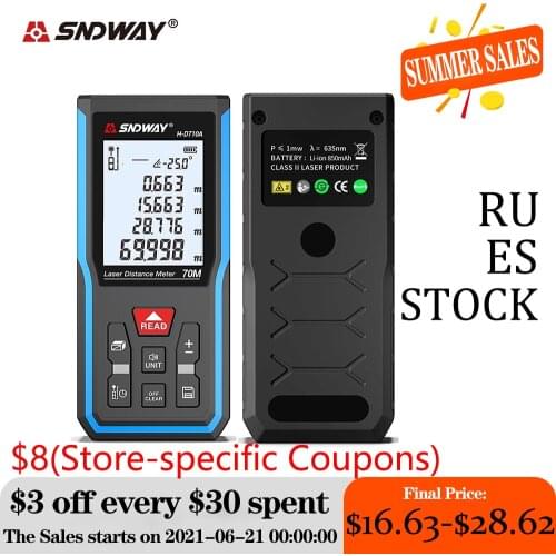 Original SNDWAY Laser Rangefinder Distance Meter With 850mAh Built in Battery 50m 70m 100m 120m Digital Trena Laser Tape Measure