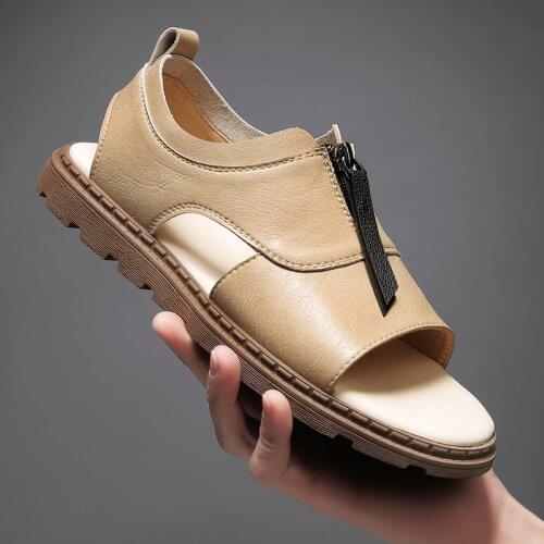 Summer Genuine Leather Mens Sandals Casual Outdoor Beach Sandals High Quality Men shoes Classic Roman Slippers 2021 New